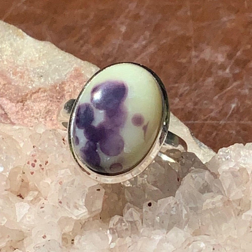 VIOLET FLAME OPAL 925 STERLING SILVER RING, SIZE 7